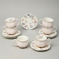 Фарфоровый чайный набор на 6 персон, 12 предметов, Времена года, 250 мл, розовый – Lefard