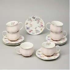Фарфоровый чайный набор на 6 персон, 12 предметов, Времена года, 250 мл, розовый – Lefard
