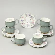 Фарфоровый чайный набор на 6 персон, 12 предметов, Времена года, 250 мл, серый – Lefard