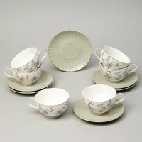 Фарфоровый чайный набор на 6 персон, 12 предметов, Времена года, 250 мл, серый – Lefard