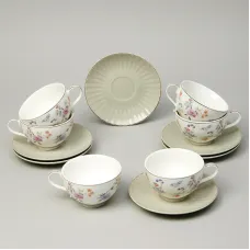 Фарфоровый чайный набор на 6 персон, 12 предметов, Времена года, 250 мл, серый – Lefard