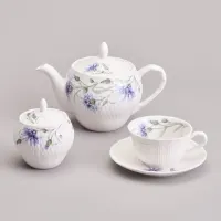 Фарфоровый чайный сервиз на 6 персон, 14 предметов, Васильки – Lefard