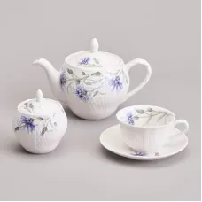 Фарфоровый чайный сервиз на 6 персон, 14 предметов, Васильки – Lefard