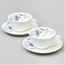 Фарфоровый чайный набор на 2 персоны, 4 предмета, Васильки, 250 мл – Lefard