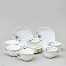 Фарфоровый чайный набор на 6 персон, 12 предметов, Васильки, 250 мл – LEFARD