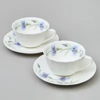 Фарфоровый чайный набор на 2 персоны, 4 предмета, Васильки, 330 мл – LEFARD