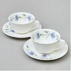 Фарфоровый чайный набор на 2 персоны, 4 предмета, Васильки, 330 мл – LEFARD