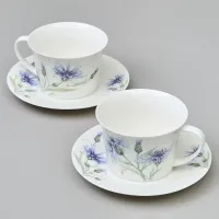 Фарфоровый чайный набор на 2 персоны, 4 предмета, Васильки, 250 мл – Lefard