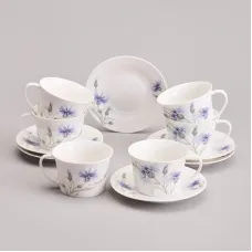 Фарфоровый чайный набор на 6 персон, 12 предметов, Васильки, 250 мл – Lefard
