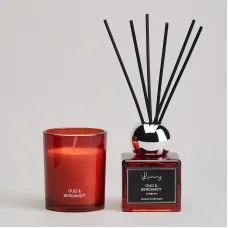 Набор ароматический Luxury, свеча в стакане 6*7,5 см и диффузор 70 мл oud&bergamot – Lefard