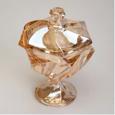 Блюдо с крышкой на ножке Bohema Amber, диаметр=11,5 см, высота=16,5 см – Lefard