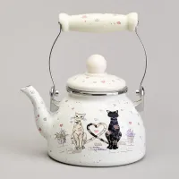 Чайник эмалированный со съемным фильтром из нжс серия Lavander Cats, 1.1 л – Agness