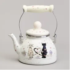 Чайник эмалированный со съемным фильтром из нжс серия Lavander Cats, 1.1 л – Agness