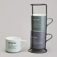 Набор кружек 3 штуки на металлической подставке 250/320/400 мл – Lefard