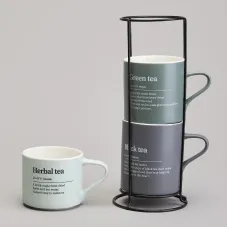 Набор кружек 3 штуки на металлической подставке 250/320/400 мл – Lefard