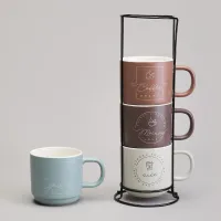 Набор кружек 4 штуки на металлической подставке 360 мл – Lefard