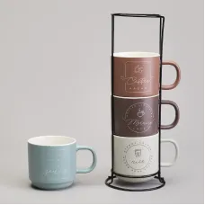 Набор кружек 4 штуки на металлической подставке 360 мл – Lefard