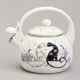 Чайник эмалированный со свистком серия Lavander Cats, 2.2 л - Agness