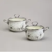 Набор кастрюль эмалированный 4 предмета, серия Dandelion 2/2.8 л 18/20 см - Agness