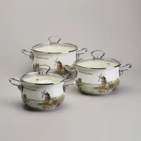 Набор кастрюль эмалированный 6 предметов, серия Family House 2/2.8/3.8л 18/20/22 см - Agness