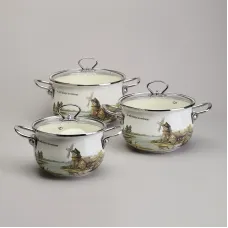 Набор кастрюль эмалированный 6 предметов, серия Family House 2/2.8/3.8л 18/20/22 см - Agness