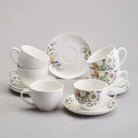 Фарфоровый чайный набор на 6 персон, 12 предметов Ромашковое поле, 250 мл – Lefard
