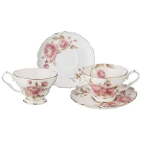 Фарфоровый чайный набор на 2 персоны, 4 предмета, Астра, объем чашек 300 мл – Lefard