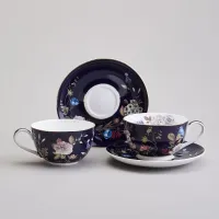Фарфоровый чайный набор на 2 персоны, 4 предмета, Кобальт, 300 мл – Lefard
