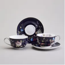 Фарфоровый чайный набор на 2 персоны, 4 предмета, Кобальт, 300 мл – Lefard