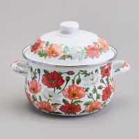 Кастрюля эмалированная с эмалированной крышкой серия Маки, 2.8 л, 20*12 см - Agness