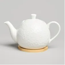 Фарфоровый заварочный чайник на дер.подставке Muse 22,5*13*11 см 900 мл – Lefard
