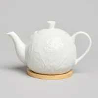 Фарфоровый заварочный чайник Meadow на дер.подставке 22,5*13*11 см 900 мл – Lefard