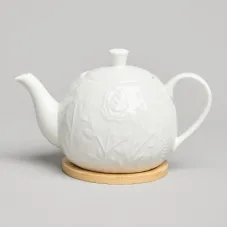 Фарфоровый заварочный чайник Meadow на дер.подставке 22,5*13*11 см 900 мл – Lefard