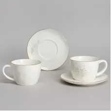 Фарфоровый чайный набор на 2 персоны, 4 предмета, Gold, 350 мл – Bronco