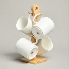 Набор кружек на деревянной подставке Muse 380 мл 4 штуки – Lefard