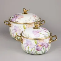 Набор кастрюль эмалированных серия Irises 4 предмета 2.1 л и 3.8 л - Agness