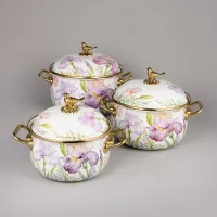 Набор кастрюль эмалированных серия Irises 6 предметов 2.1 л, 2.8 л и 3.8 л - Agness