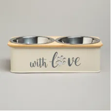 Миска для животных двойная на подставке, 25,5х13х7 см – Agness