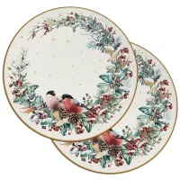 Набор подстановочных салфеток Снегири из 2 штук, диаметр=38 см – Lefard