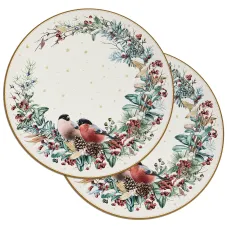 Набор подстановочных салфеток Снегири из 2 штук, диаметр=38 см – Lefard