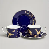 Фарфоровый чайный набор на 2 персоны, 4 предмета Golden Birds, 240 мл – Lefard