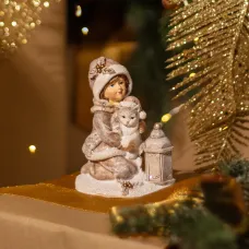 Статуэтка Девочка с котенком 7,5х5,5х9 см – Lefard