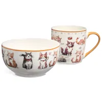 Набор для завтрака Cats, 2 предмета: салатник 500 мл, кружка 345 мл - Lefard