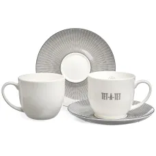Фарфоровый чайный набор на 2 персоны, 4 предмета, TET-A-TET, 300 мл – Lefard