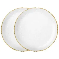 Набор тарелок обеденных Charm 2 штуки 26*2,5 см (с золотой линией) - Lefard