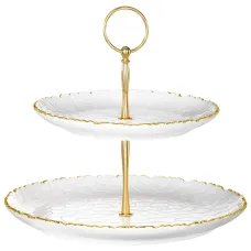 Блюдо двухъярусное Charm 19*2,5 см/26*2,5 см (с золотой линией) - Lefard