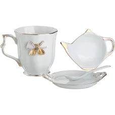 Фарфоровый чайный набор на 1 персону 4 предмета venezia - Lefard