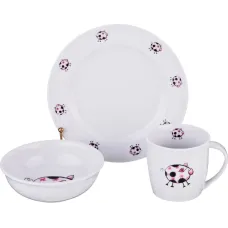 Набор посуды на 1 персону 3 предмета: кружка 300 мл + тарелка 21/5 см + салатник 15 см - DUBI