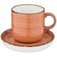 Фарфоровый чайный набор на 1 персону 2 предмета nature 350 мл оранжевый 2 штуки - Bronco