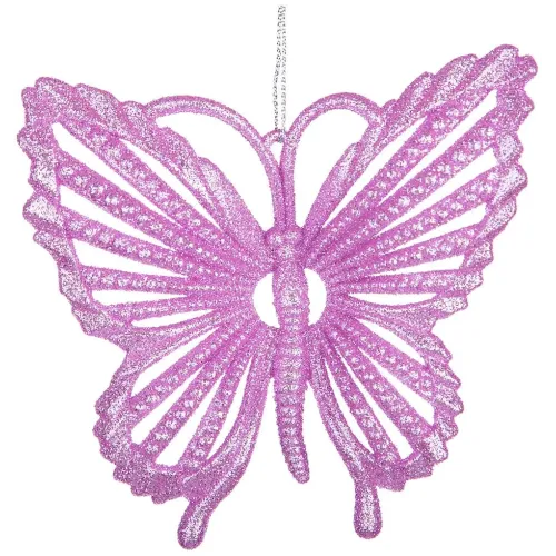 Декоративное изделие бабочка 10 см цвет: розовый с глиттером